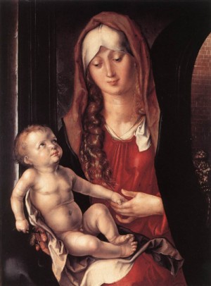 Oil durer, albrecht Painting - Virgin and Child before an Archway    c. 1495 by Durer, Albrecht