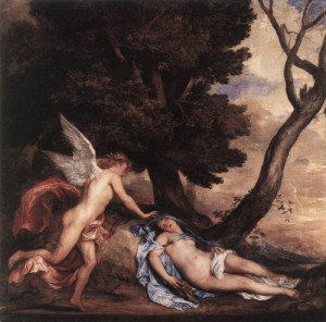 Oil dyck, anthony van Painting - Cupid and Psyche  1639-40 by Dyck, Anthony van