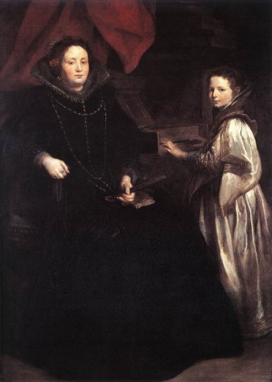  Photograph - Portrait of Porzia Imperiale and Her Daughter    c. 1628 by Dyck, Anthony van