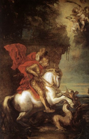 Oil dyck, anthony van Painting - St George and the Dragon by Dyck, Anthony van
