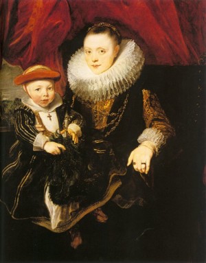Oil woman Painting - Young Woman with a Child   1618 by Dyck, Anthony van