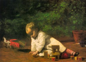 Oil eakins, thomas Painting - Baby at Play  1876 by Eakins, Thomas