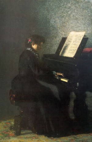 Oil eakins, thomas Painting - Elizabeth at the Piano, 1875 by Eakins, Thomas