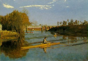 Oil eakins, thomas Painting - Max Schmitt in a Single Scull     1871 by Eakins, Thomas