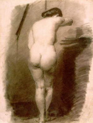 Oil Nude Painting - Study of a Standing Nude Woman by Eakins, Thomas