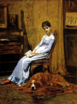 Oil eakins, thomas Painting - The Artist's Wife and His Setter Dog  1884-89 by Eakins, Thomas