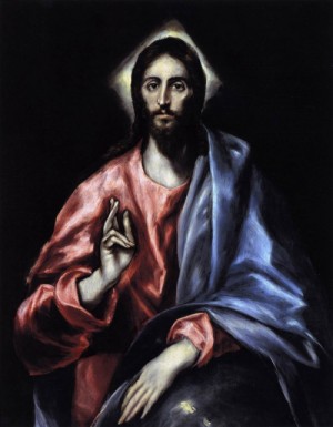 Oil el greco Painting - Christ as Saviour    1610-14 by El Greco