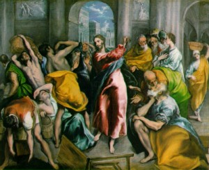 Oil el greco Painting - Christ Driving the Traders from the Temple  1600 by El Greco