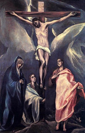  Photograph - Christ on the Cross with the Two Maries and St John    c. 1588 by El Greco