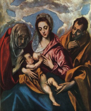 Oil el greco Painting - Holy Family 1594-1604 by El Greco