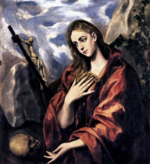 Oil el greco Painting - Mary Magdalen in Penitence  1585-90 by El Greco