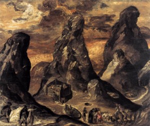 Oil el greco Painting - Mount Sinai  1570-72 by El Greco