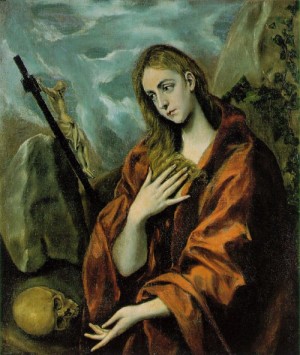 Oil el greco Painting - Penance of Mary Magdalene  1587-97 by El Greco