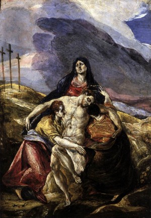 Oil el greco Painting - Pieta 1571-76 by El Greco