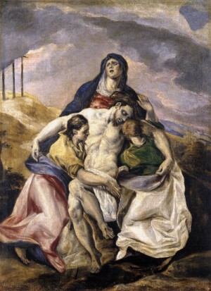 Oil el greco Painting - Pieta  c. 1575 by El Greco