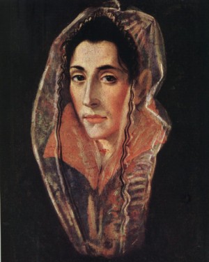 Oil el greco Painting - Portrait of a Lady 1594-1601 by El Greco