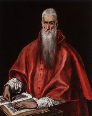 Oil el greco Painting - Saint Jerome as a Cardinal, by El Greco