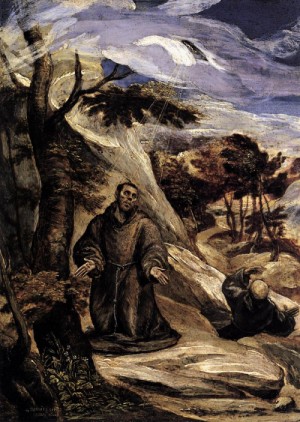 Oil el greco Painting - St Francis Receiving the Stigmata   1570-72 by El Greco