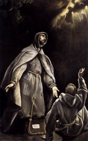 Oil el greco Painting - St Francis's Vision of the Flaming Torch   1600-05 by El Greco