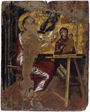 Oil el greco Painting - St Luke Painting the Virgin and Child    before 1567 by El Greco
