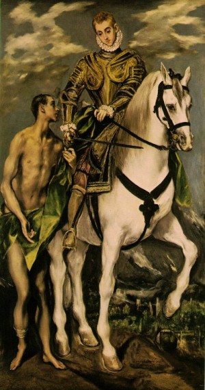 Oil el greco Painting - St. Martin and the Beggar  1597-99 by El Greco