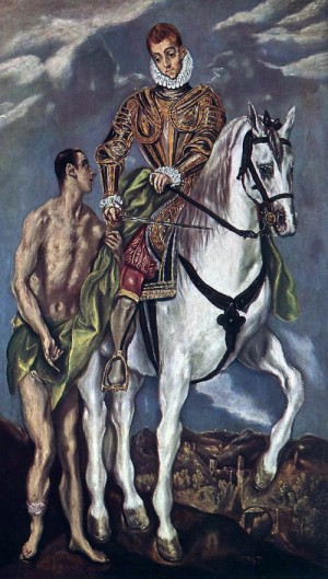 Oil el greco Painting - St. Martin and the Beggar  c. 1604 by El Greco