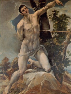 Oil el greco Painting - St. Sebastian  1576-79 by El Greco