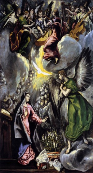 Oil el greco Painting - The Annunciation  1596-1600 by El Greco