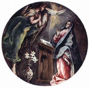 Oil annunciation Painting - The Annunciation   1603-05   diameter, x by El Greco