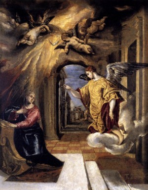 Oil annunciation Painting - The Annunciation   c. 1570 by El Greco