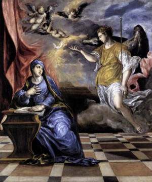 Oil annunciation Painting - The Annunciation   c. 1576 by El Greco