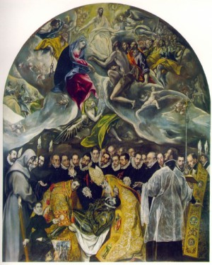 Oil el greco Painting - The Burial of Count Orgasz  1586 by El Greco