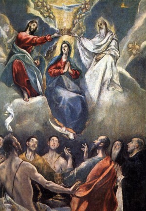 Oil el greco Painting - The Coronation of the Virgin  1591 by El Greco