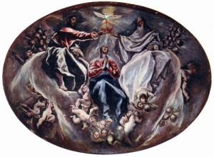 Oil el greco Painting - The Coronation of the Virgin  1603-05 by El Greco