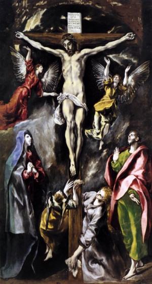 Oil el greco Painting - The Crucifixion  1596-1600 by El Greco