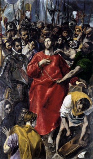 Oil el greco Painting - The Disrobing of Christ 1577-79 by El Greco