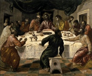 Oil el greco Painting - The Last Supper  c. 1568 by El Greco