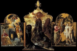 Oil el greco Painting - The Modena Triptych    1568 by El Greco