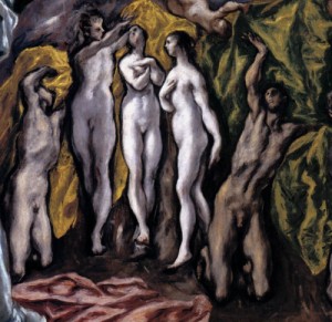 Oil el greco Painting - The Opening of the Fifth Seal   1608-14 by El Greco