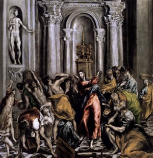 Oil el greco Painting - The Purification of the Temple    after 1610 by El Greco