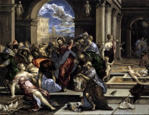 Oil el greco Painting - The Purification of the Temple    c. 1570 by El Greco
