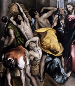 Oil el greco Painting - The Purification of the Temple   c. 1600 by El Greco
