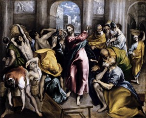 Oil el greco Painting - The Purification of the Temple  c. 1600 by El Greco