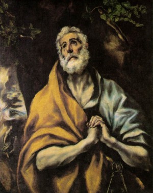 Oil el greco Painting - The Repentant Peter    c. 1600 by El Greco