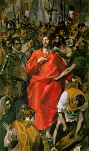 Oil el greco Painting - The spoliation  1577-1579 by El Greco