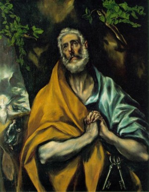 Oil el greco Painting - The tears of St. Peter  1603-1607 by El Greco