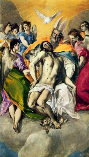 Oil el greco Painting - The Trinity, 1577-79 by El Greco