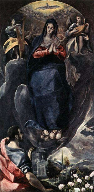 Oil el greco Painting - The Virgin of the Immaculate Conception and St John by El Greco