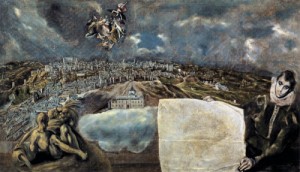 Oil el greco Painting - View and Plan of Toledo    c. 1610 by El Greco