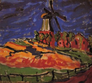 Oil erich heckel Painting - Windmill near Dangast by Erich Heckel